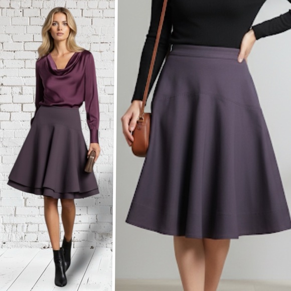 MARC JACOBS Full Flare Mauve Wool Blend Skirt Size 4